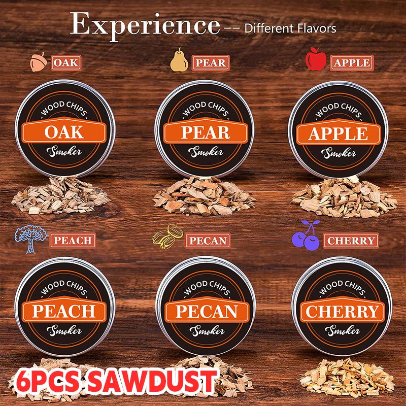 Premium Whiskey Cocktail Räucherset mit 6 Dosen Holzchips für Bar-Drinks, Küche, Barkeeper-Werkzeugset, Kreative Trinkgeschenke