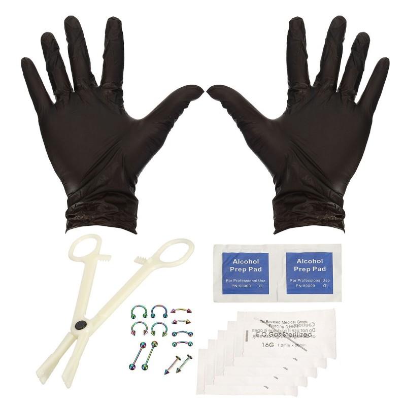 20 sztuk/partia Pro Body Piercing Zestawy Przebicie z Uchem Nos Brwi Zestawy Szczypce Piercing Zacisk Stal