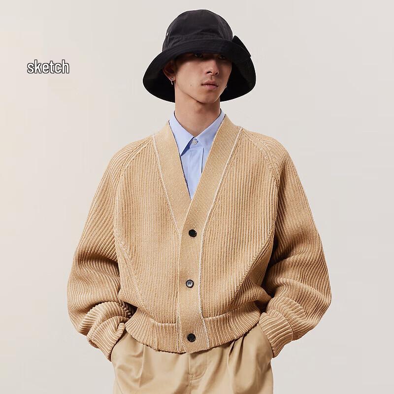 

CROQUIS Men s 2024 Spring Loose Fit V-neck Knit Cardigan M