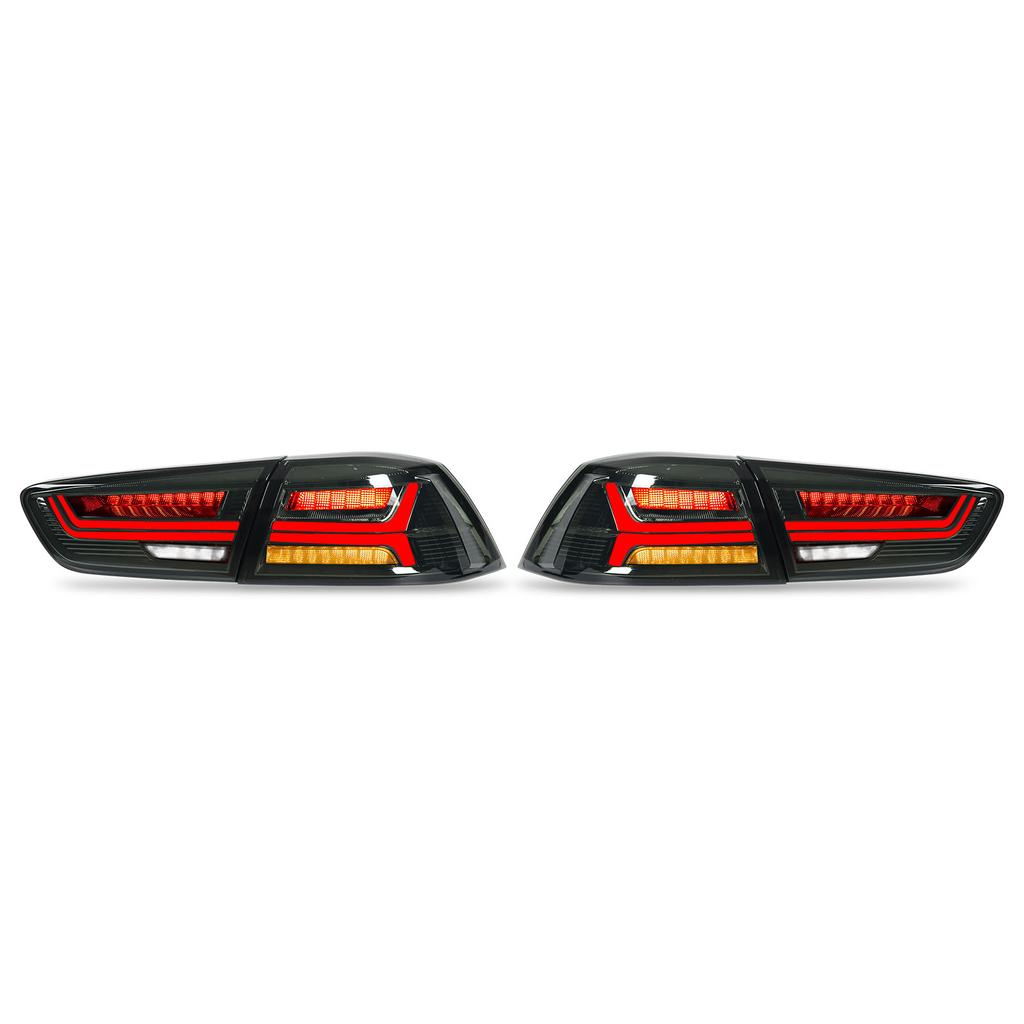 Full LED Dynamic Tail Lights Smoke Lens With Welcome Light Replacement for Mitsubishi Lancer Evo X 2008‑2017