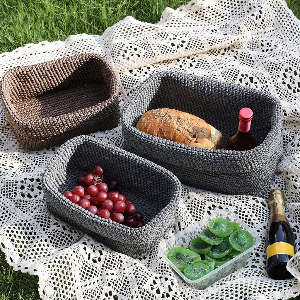 Vevde oppbevaringskurver for organisering av hyller, dekorative kurver for oppbevaring av klær, bøker, håndklær og kjæledyrleker