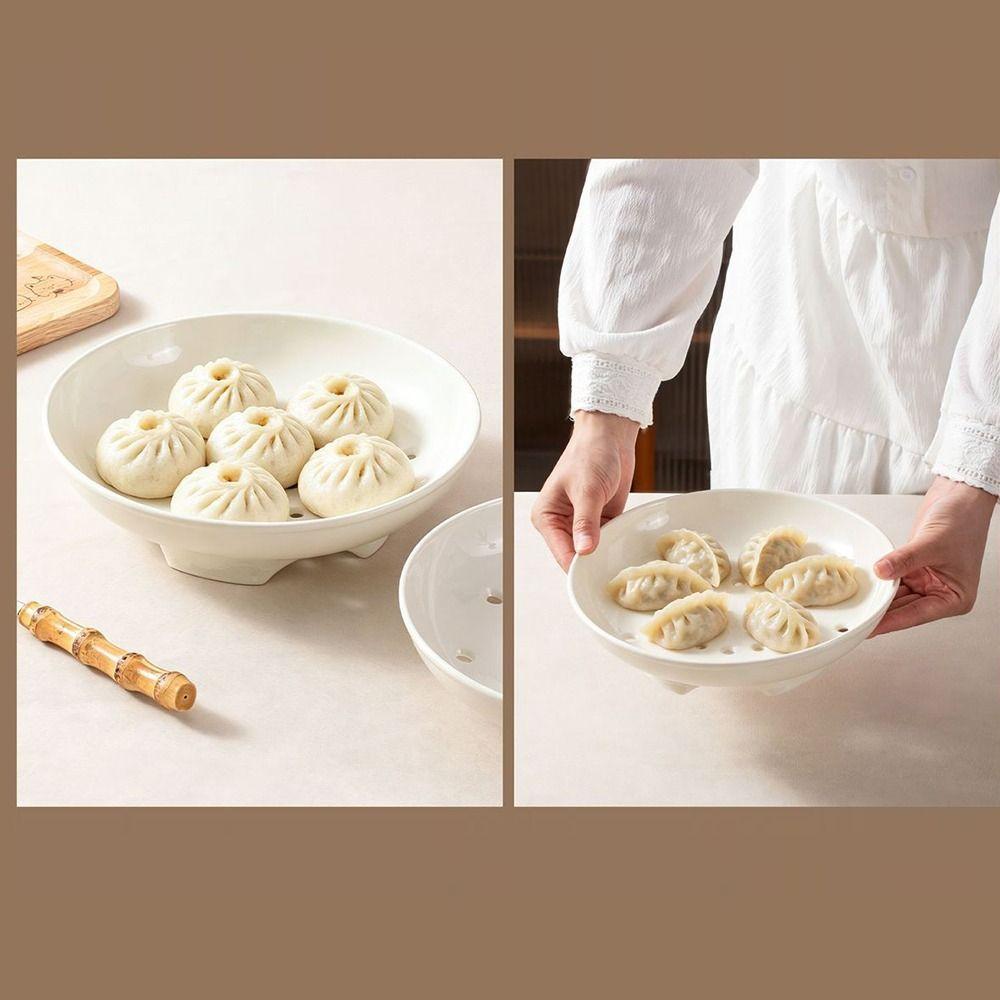 Hollow Porous Ceramic Steamer High-legged Steaming Bowl Universal Food Steaming Dish Egg Custard