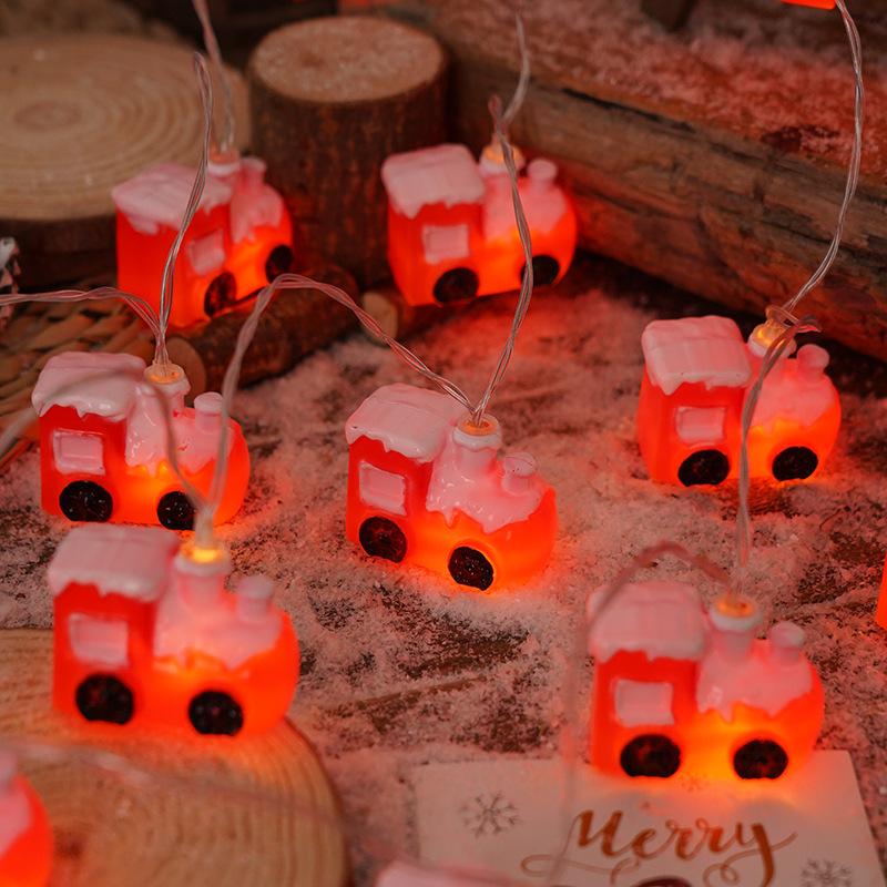 Christmas LED Santa & Snowman Head String Lights - Festive Glitter Decoration