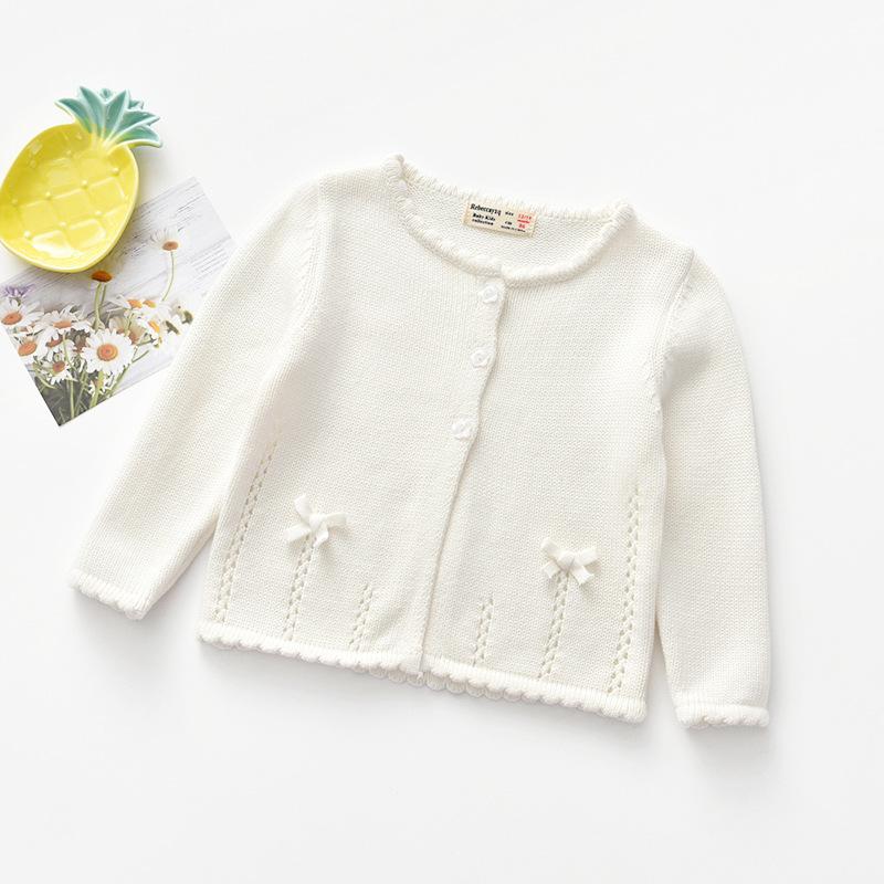 

Вязаный кардиган с длинными рукавами для девочек, детские свитера на пуговицах, укороченная куртка, накидки, топы 80cm белый