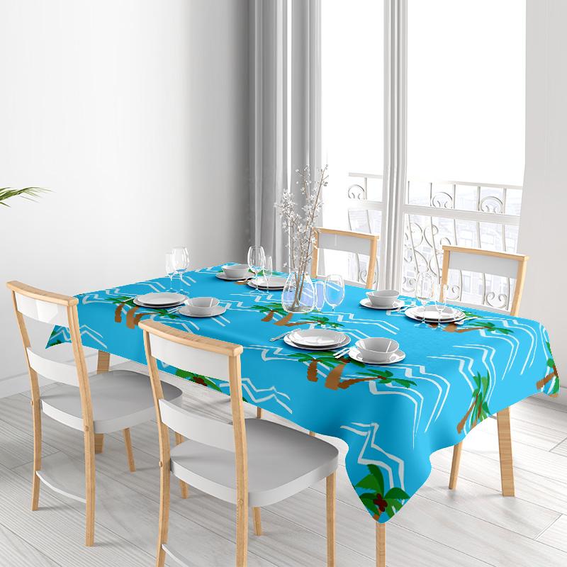 High-Quality Printed Tablecloths with Palm Tree Design for Beach-themed Dining Tables Ideal for Home Decor Parties