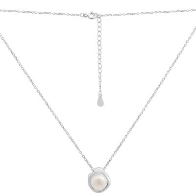 Silver Necklace with Natural Pearls, Item Weight 5.19 G (2186809)