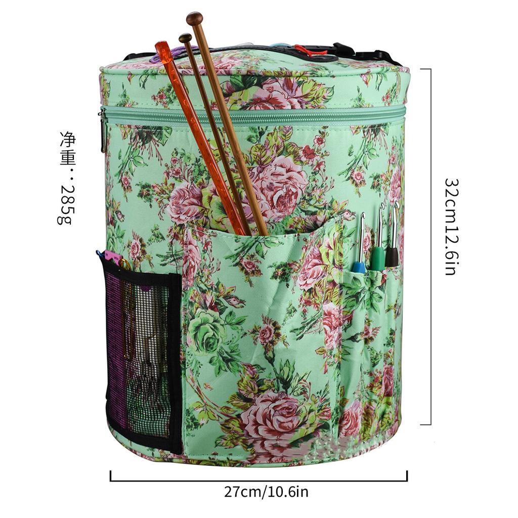 New Weaving Tool DIY Yarn Storage Bag Peony Crochet Woven Storage Bag One Shoulder Printed Round Bucket Bag Luggage Square Bag
