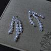 Exquisite Design Non-fading Baroque Pearls Bright Broken Silver Long Fringed Thin Earrings Studs 925 Silver