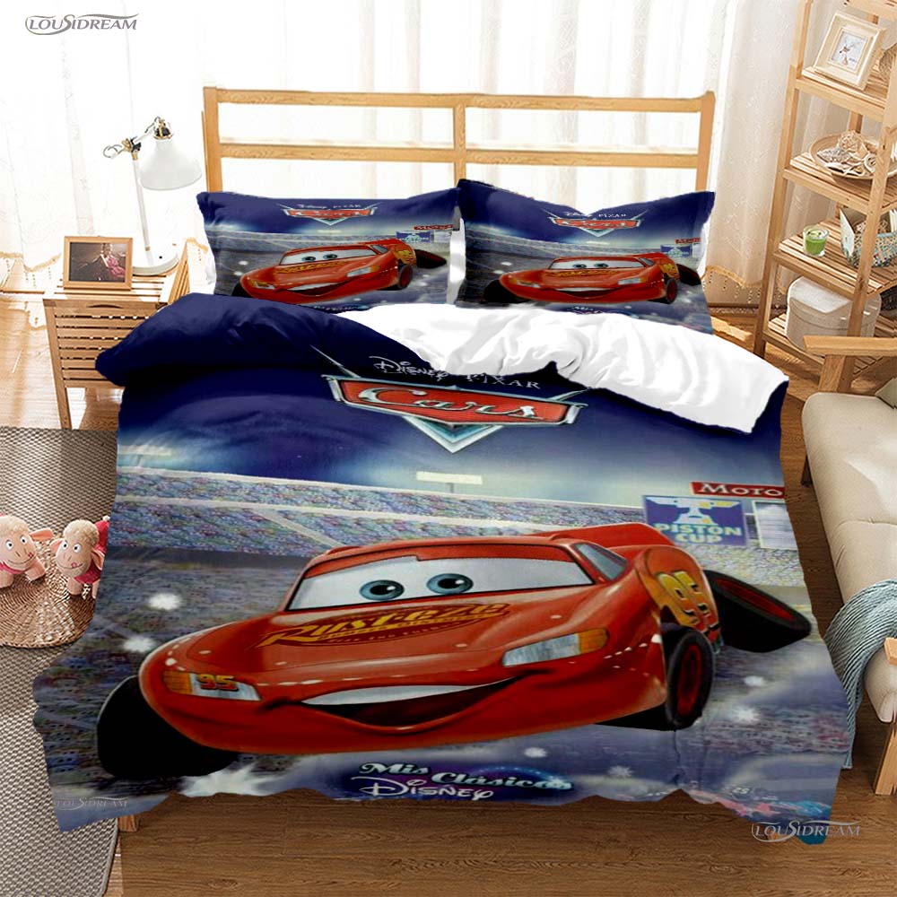 

Pixar Mcqueen Автомобіль Всесезонна Наволочка Ковдра Комплекти Постільної Білизни М яка Покривало-Ковдра та Наволочки Односпальний/Двоспальний/Євро/Королівський AU Single(140*210cm)3pcs