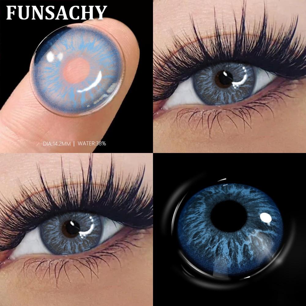 FUNSACHY 1pair Colored Pupils for Eyes Natural Brown Big Eyes Contacts Cosmetic Gray Eye Color Lens Blue Lenses for Woman Yearly