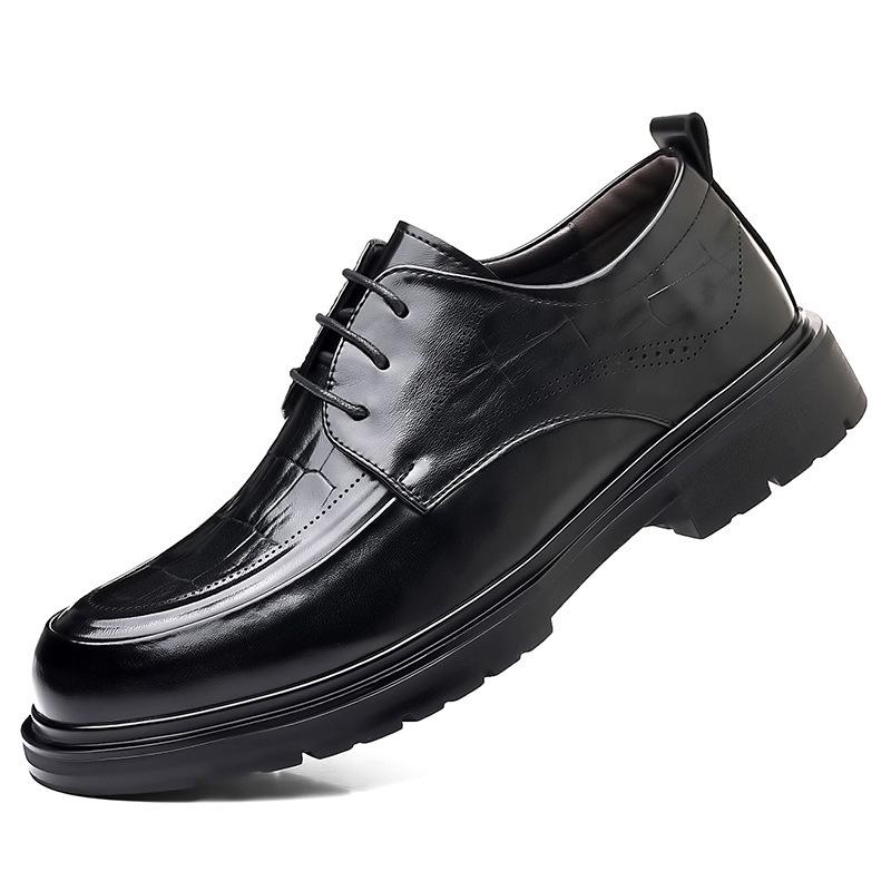 Thick-soled Commuter Leather Shoes For Men Fashion British-style Wedding Shoes Male Solid Color New Designer Dress Shoes Man