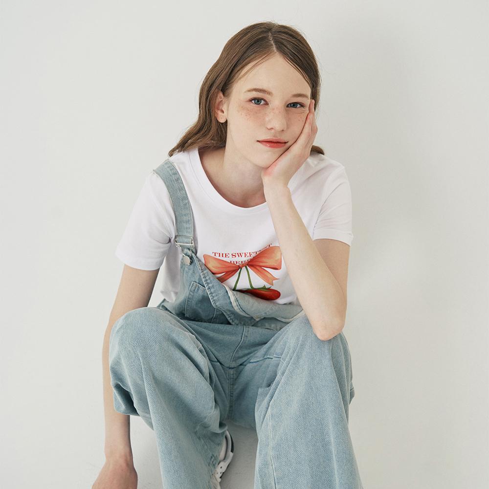SWEET SOUP Strawberry Ribbon T-Shirt_White(Wb7Stf1)