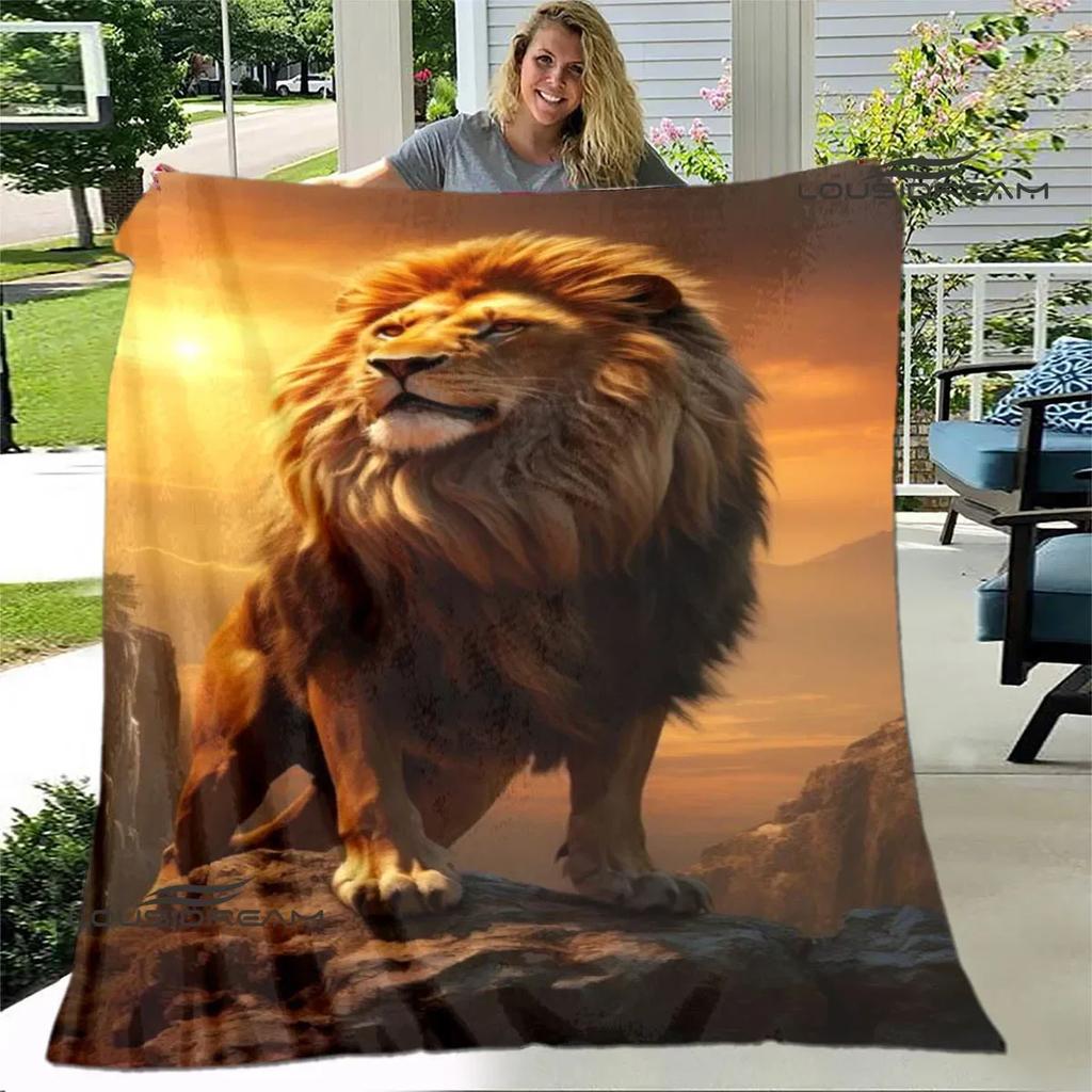 3D Lion Printed Blanket Picnic blanket blankets for beds Flange Warm blanket Home travel blankets bed linings birthday gift