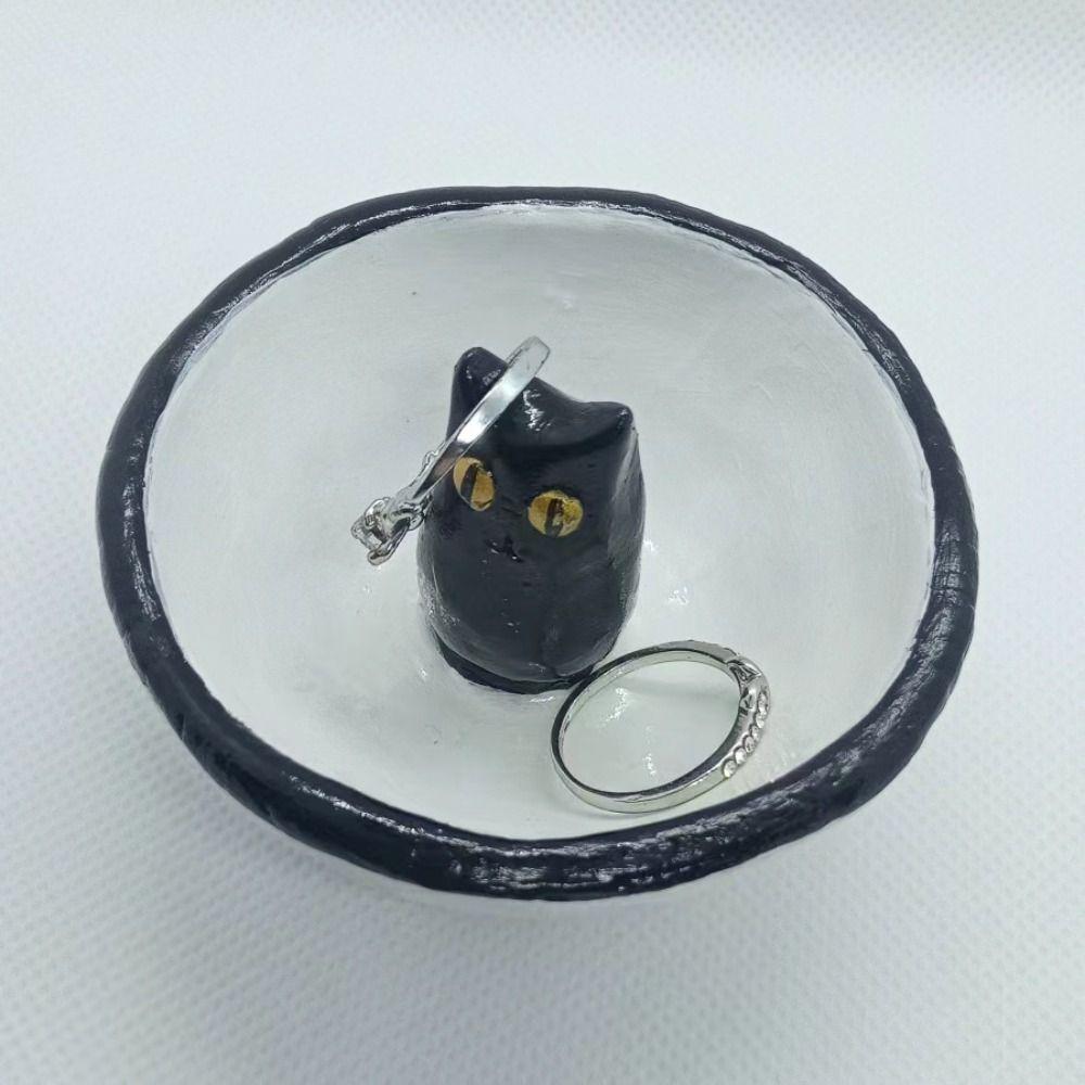 Cute Kitten Ring Stand Resin Ring Dish Crafts Cat Ring Holder  Valentine's Day