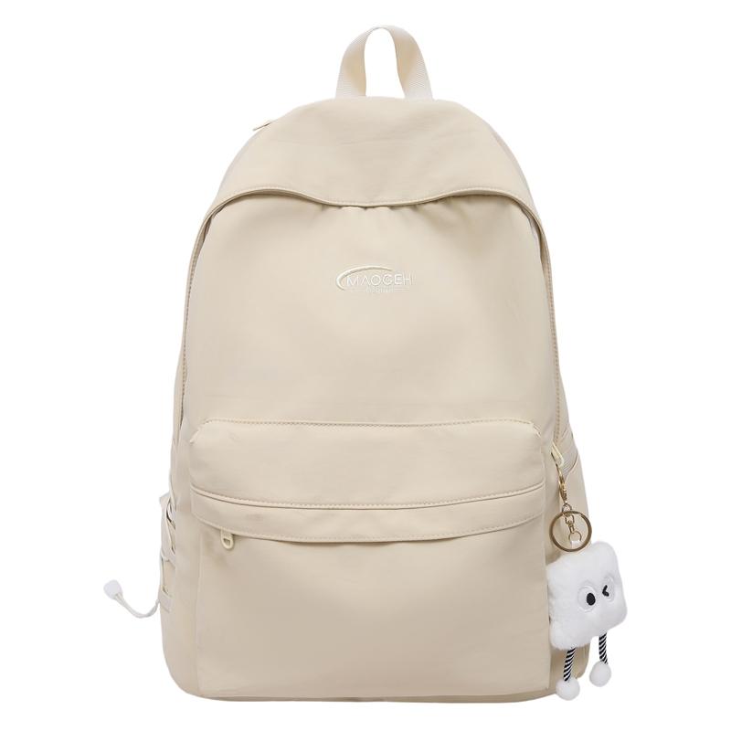 Solid Color Backpack Women's Large Capacity College Style Backpack Student Schoolbag