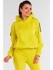 Hooded sweatshirt with shoulder patches, yellow L/XL