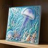 DIY Faux Pearl Painting Kit Ocean Kit, Marine Life 3D Art Coastal Wall Decor Sea Turtle Fish Picture Craft Set for Adults, Home Beach House