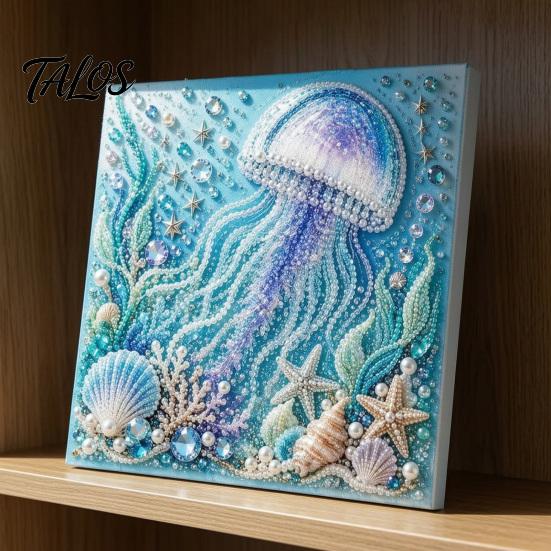 DIY Faux Pearl Painting Kit Ocean Kit, Marine Life 3D Art Coastal Wall Decor Sea Turtle Fish Picture Craft Set for Adults, Home Beach House