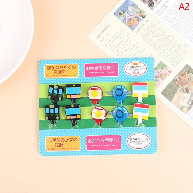 

6/8/10Pcs Animal Vehicle Fruit Fork Mini Cartoon Children Snack Cake Dessert Pick Toothpick Bento Lunches Party Decoration as the picture