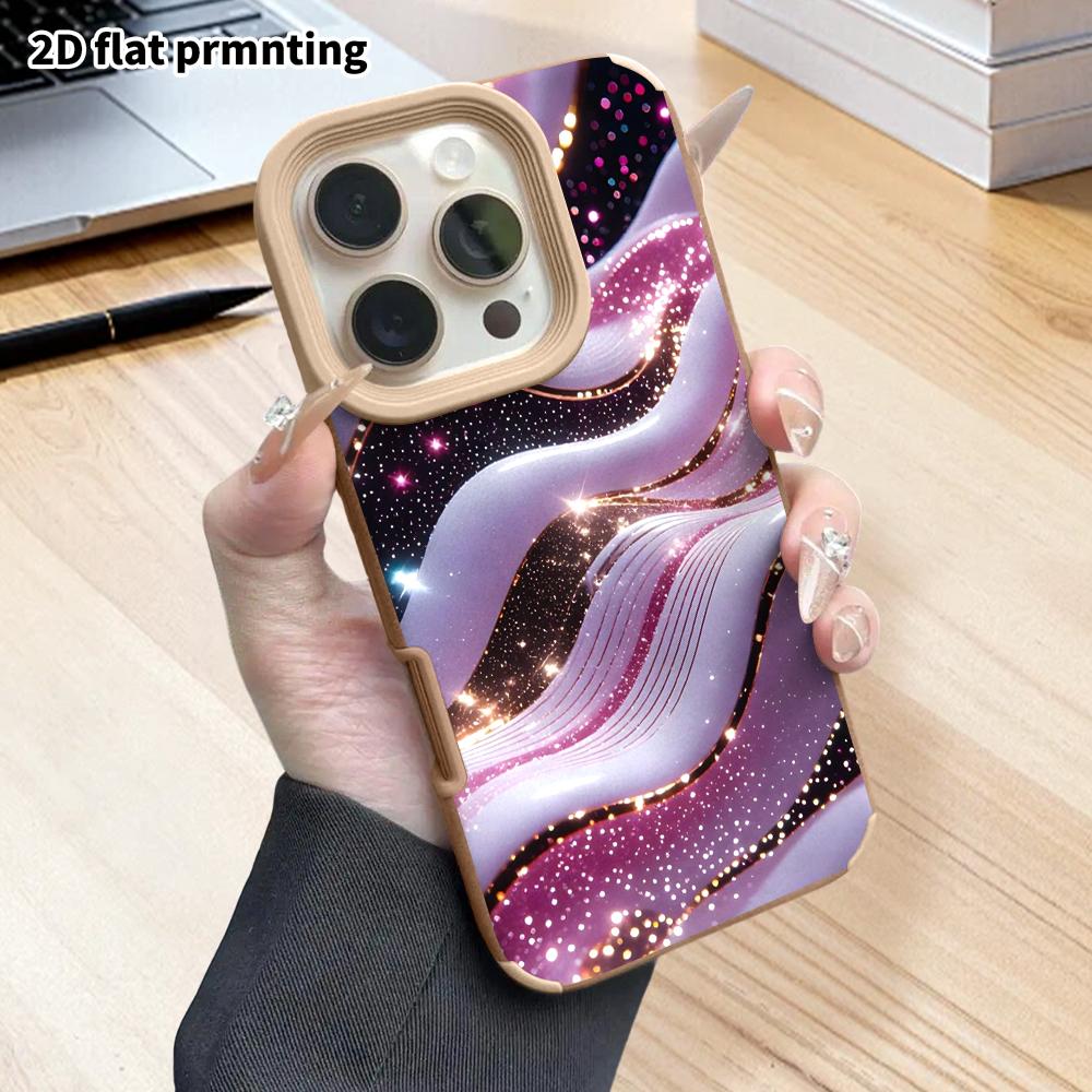 Phone Case: 2D flat lambskin suitable for iPhone 18 17 16 15 14 13 Pro protective case, black star, Christmas and Halloween gift
