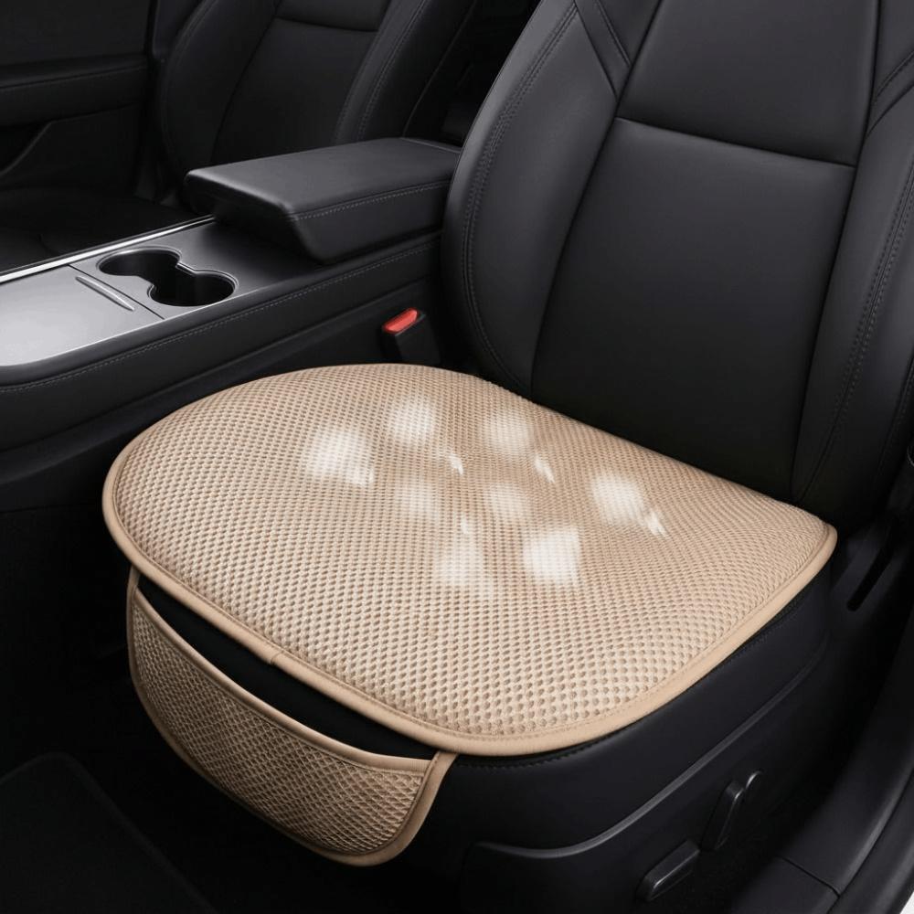 Ensemble trois pièces en tissu respirant et frais avec sac de rangement Coussin de siège de voiture universel Siège passager