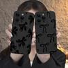 Black Bow Phone Case For iPhone 16 Pro Max 11 12 13 12 14 15 16 Pro X XR XS 7 8 15 16 Plus Shockproof Silicone Soft Cover