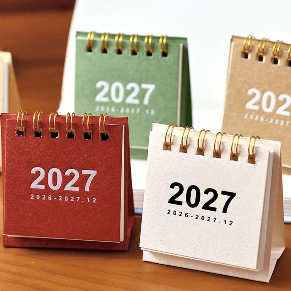 Double Coil Mini Calendar Standing Base Flip Calendar New 2027 Desk Calendar Home Office