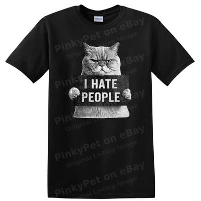 Grumpy Cat I Hate People T Shirt Funny Sarcastic Introvert Kitty Meme Tee Gift