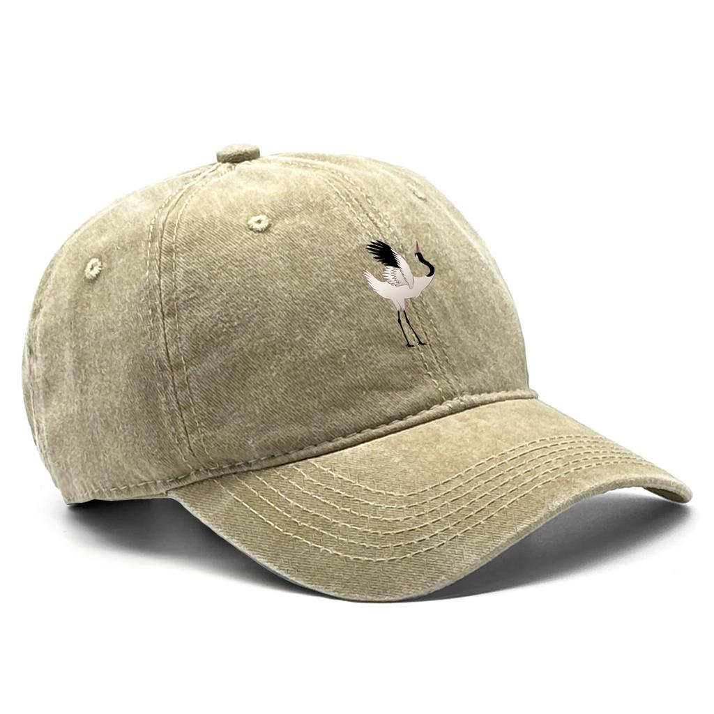 1 Psc Red-crowned Crane Print Adjustable Baseball Cap Dad Hat Simple Solid Color Snapback Sun Hat Ideal Choice For Urban Style
