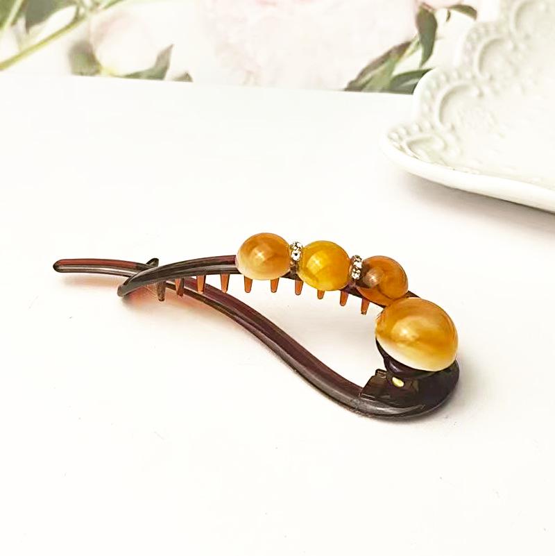 Rhinestone Bead Non-Deforming Duckbill Hair Clip for Voluminous Updos