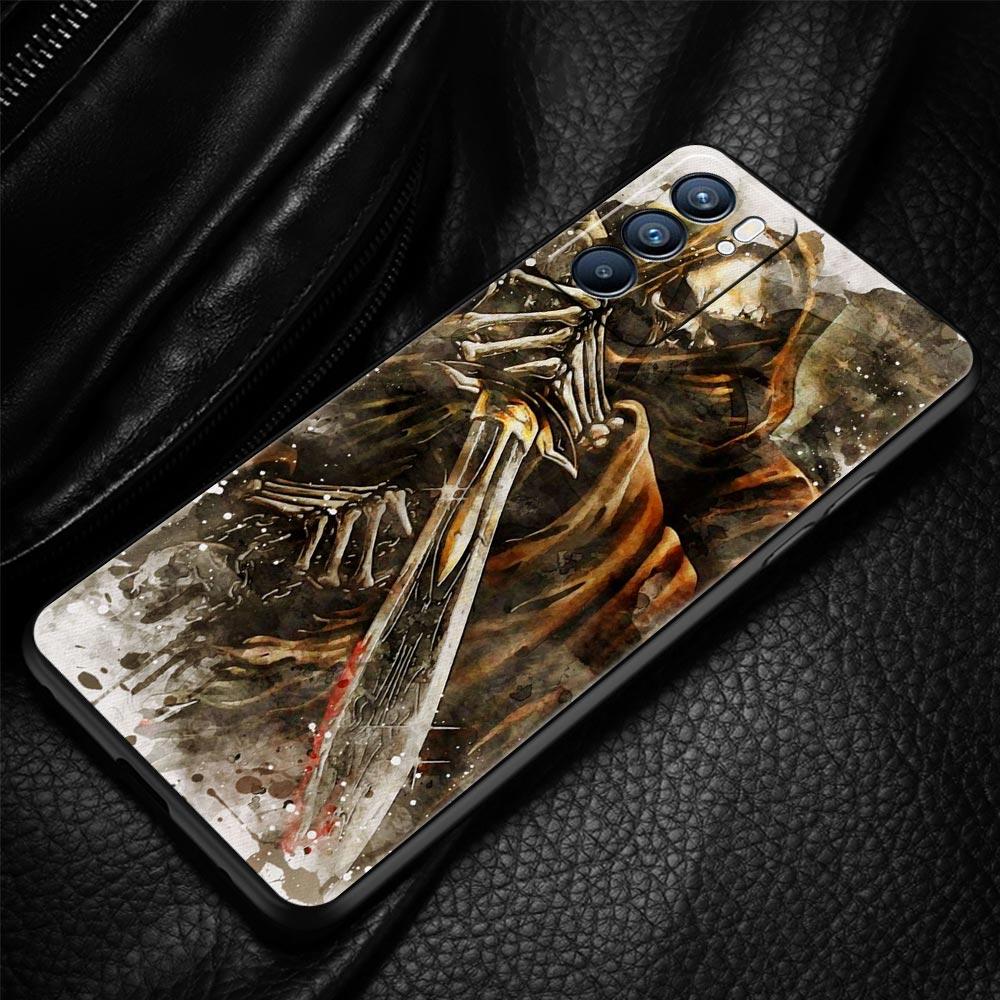 Grim Reaper Skull Skeleton Phone Case For Oppo Find X5 A54 A53 A52 A9 2020 A15 A95 A76 A74 A12 Reno7 SE Reno6 Pro Plus 5G Cover