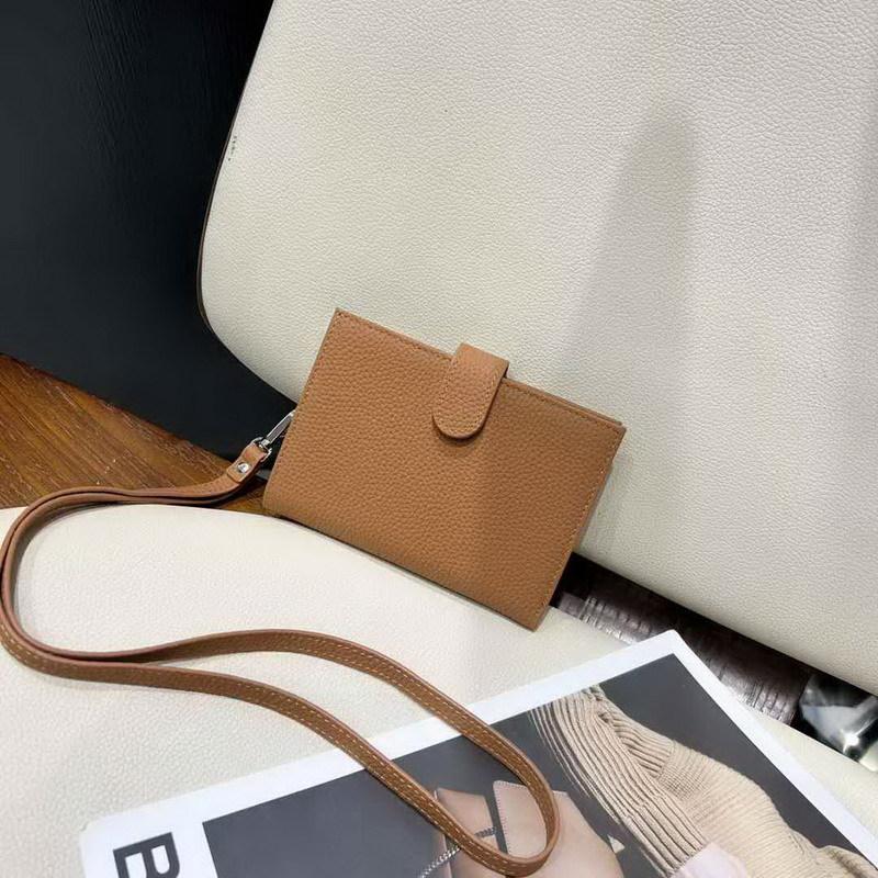 2025 New Genuine Leather Wallet Head Layer Leather Double Fold Vertical Passport Bag Multi Card Anti Theft Hanging Neck Wallet Cross Border