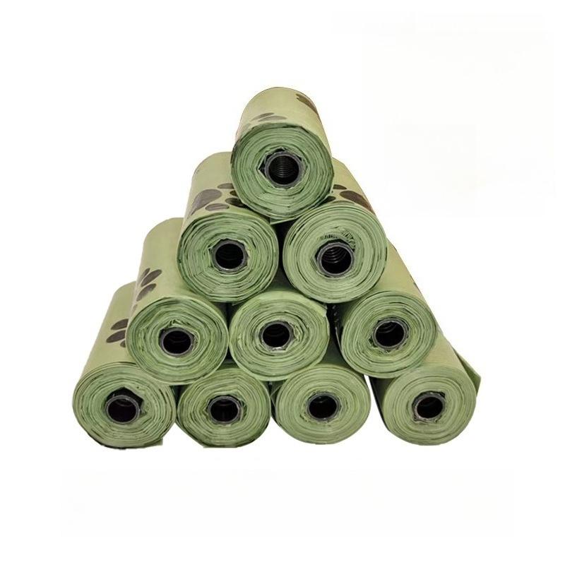 8/12 rouleaux sacs épais pour merde: anti-fuite pour chien, en plein air, motif empreinte vert