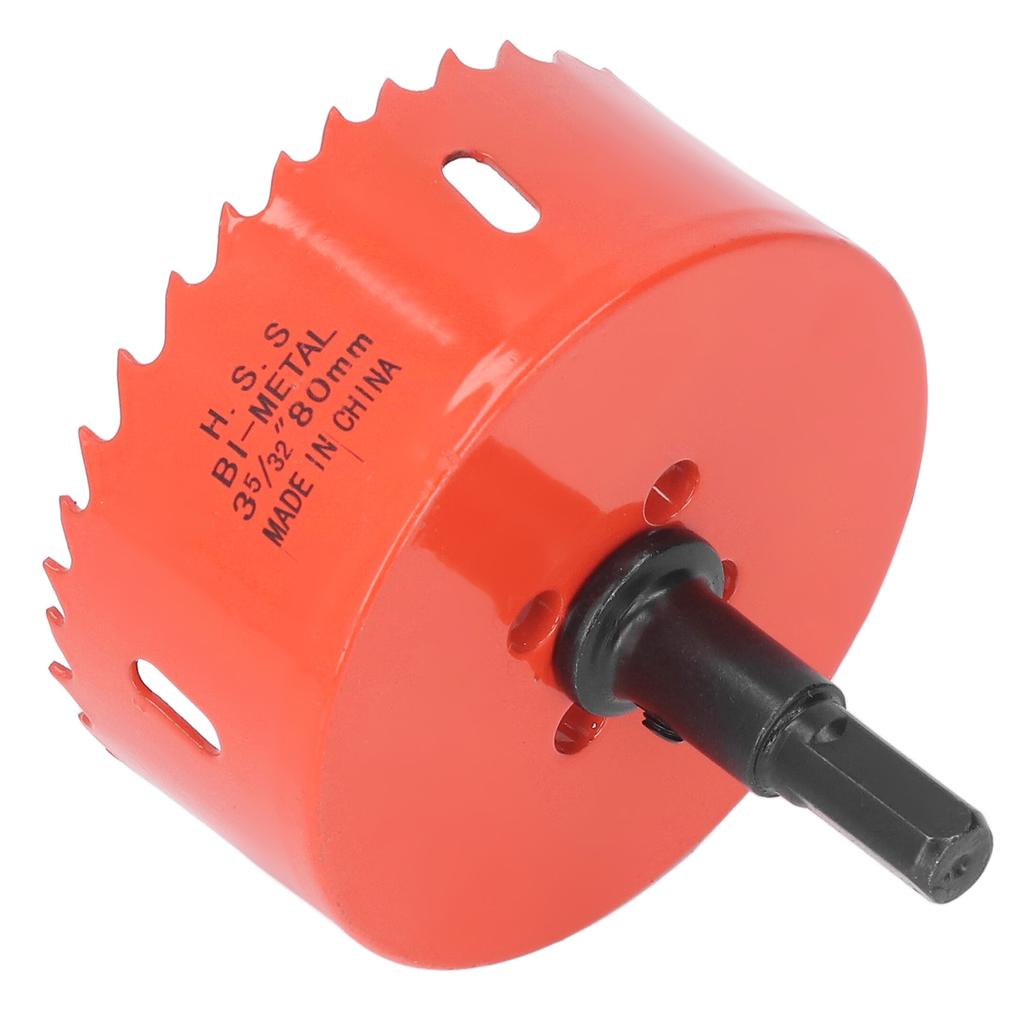 HSS Hole Saw with Mandrel 80mm Cutting Sharply Teeth Hole Drilling Cutter for Soft Metal Wood
