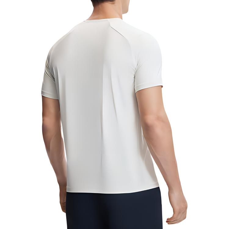 FILA Fitness SS24 Logo Print Moisture-Wicking Quick-Dry Cool Sports Knit Crew Neck Short Sleeve T-Shirt Men Tops Pearl-Gray A11M421107FGY