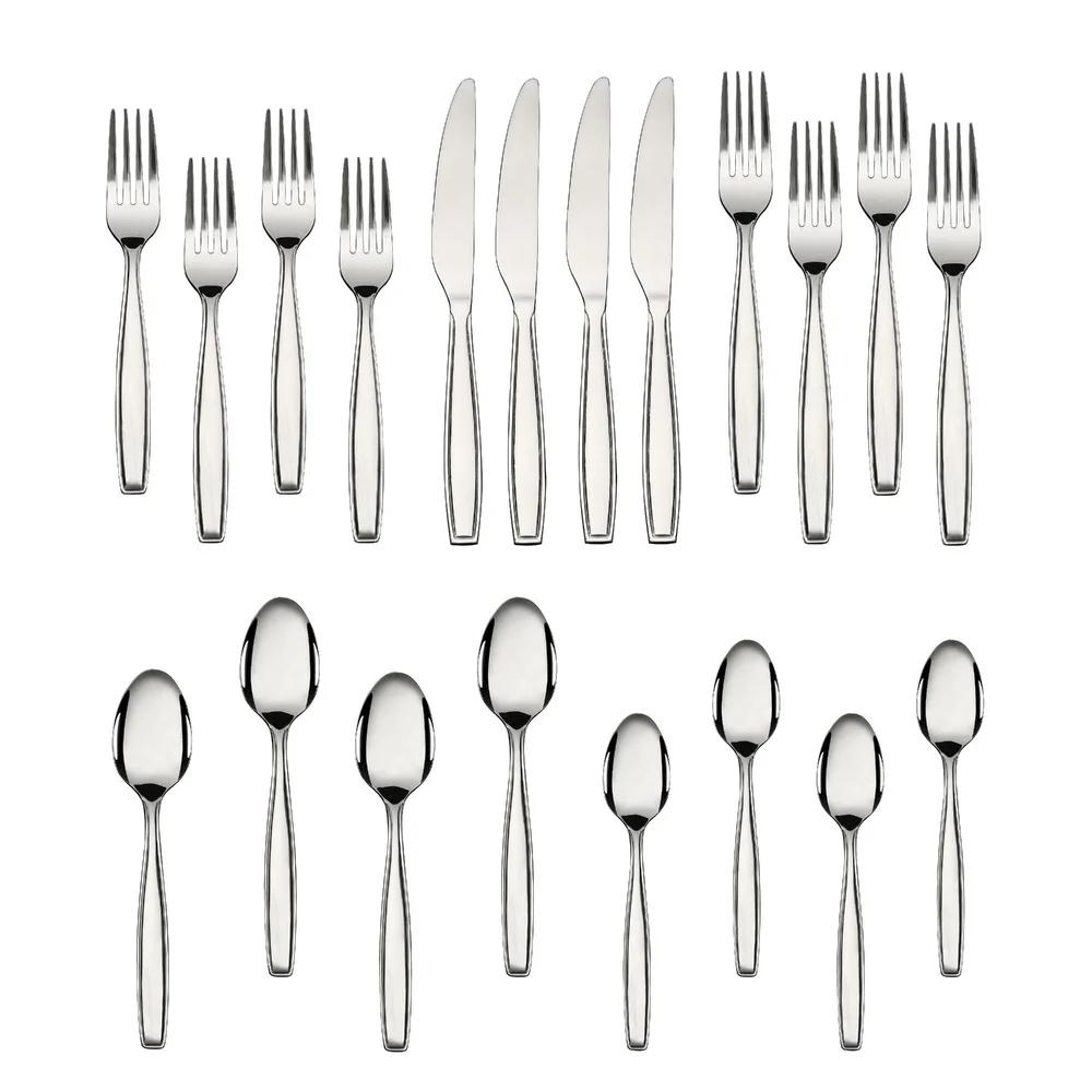 20 Piece Stainless Steel Flatware Set Service 4 Dishwasher Safe Includes Salad Forks Spoons Knives Durable Tableware Gift