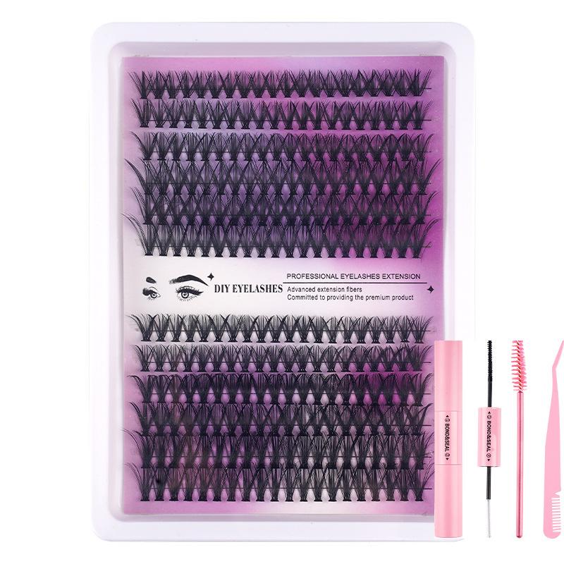 Diy Eyelash Glue Set, Natural Thick 280 Clusters Segmented False Eyelashes