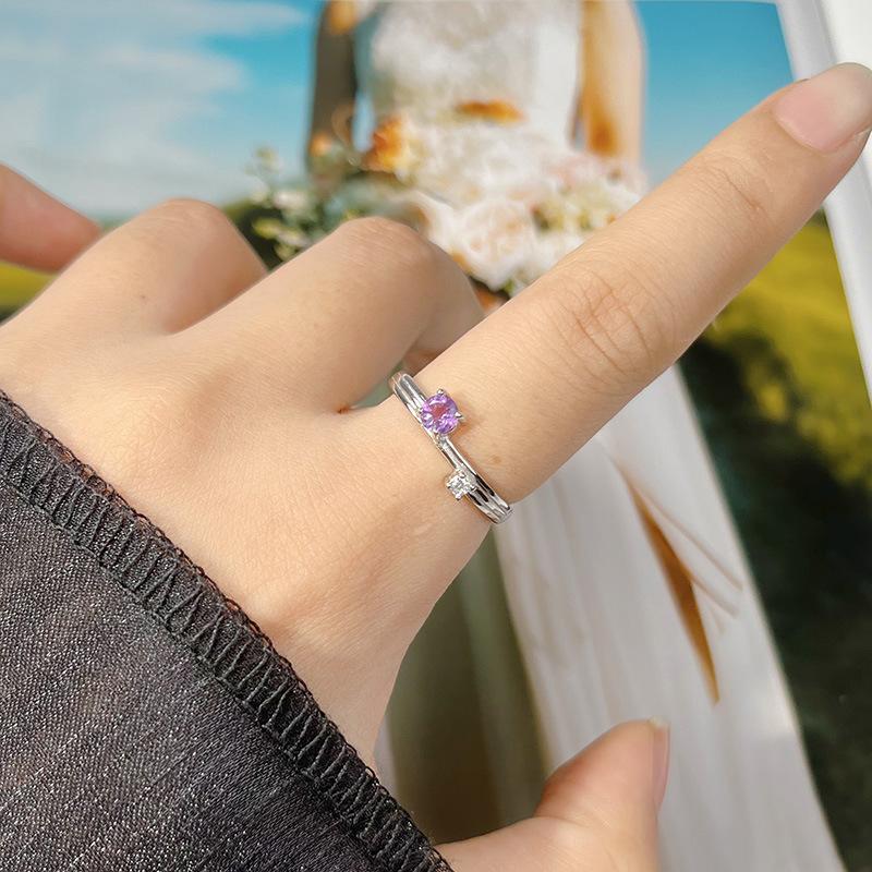 Natural Sapphire Topaz Citrine Amethyst Color Treasure Ring Female Xiaohongshu S925 Sterling Silver Index Finger Ring