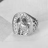 1 Pcs Hip Hop Stainless Steel Gold Color Jockey Club Horseshoe Horse Ring with Rhinestone for Men Gift Jewelry