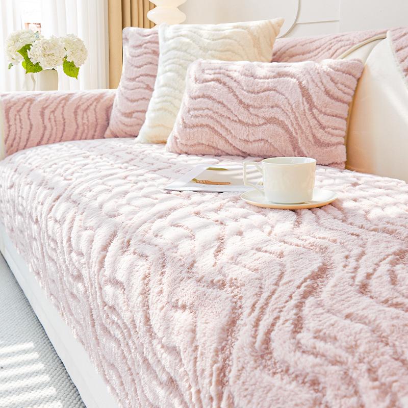 Thicken Plush Sofa Cover Comfortable Sofa Towel Slip-Proof Sofa Cover Adjustable Cushion Cover Living Room Decoration