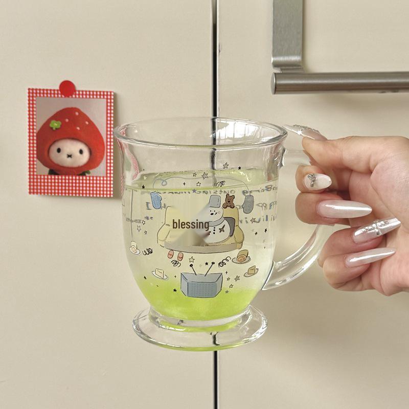 Weihnachts-Schneemann-Glasbecher – Große Kapazität, Ins-Stil mit Henkel, Dessert-Bär-Design