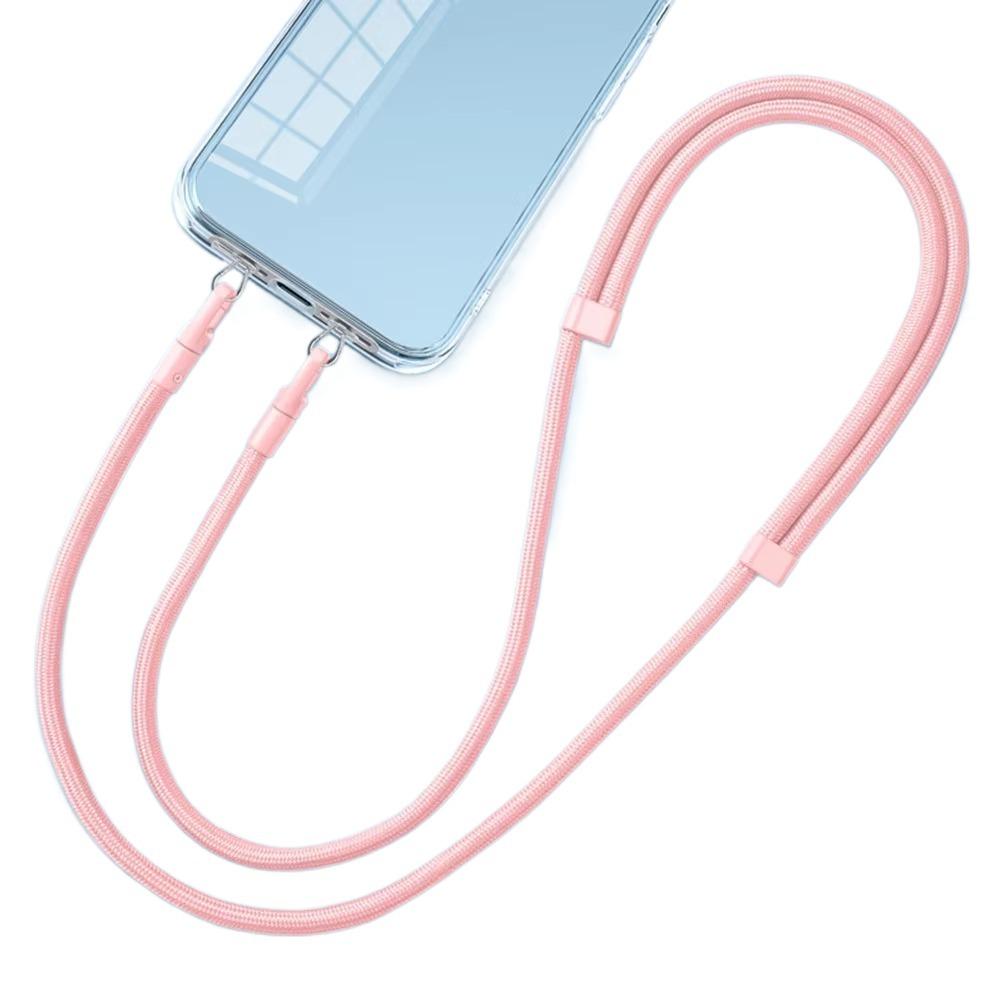 

Зажим из нержавеющей стали Шнурок для мобильного телефона Двойная пряжка Шейные ремешки для телефона Патч-шнурок розовый