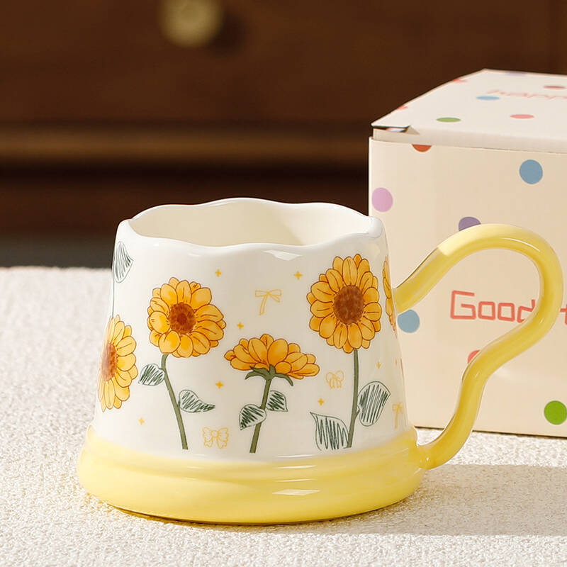 Souvenir Gifts Pastoral Style Single Cup Sunflower Ceramic Cup Household Set Mug Tulip Cup