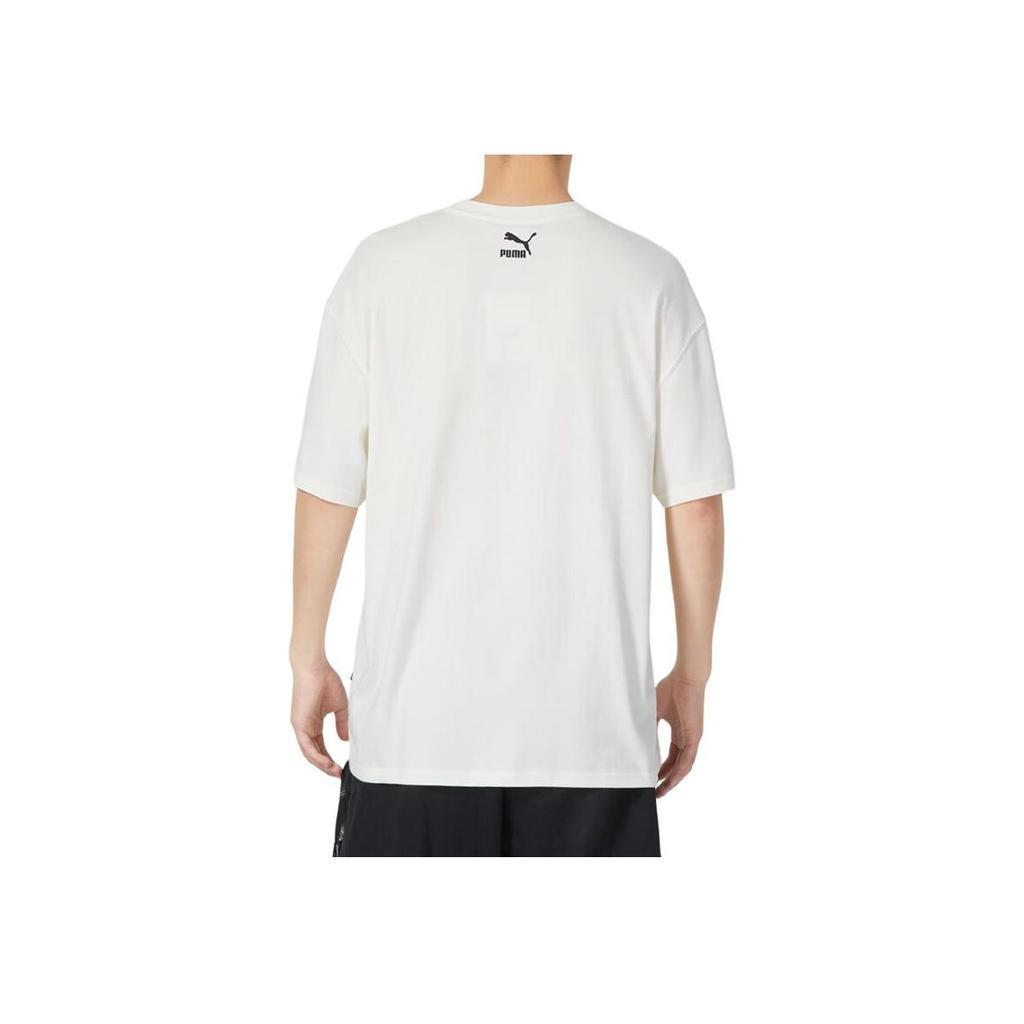 Puma Letter Print Fitness Training Trendy Comfortable Breathable Crew Neck Short Sleeve T-Shirt Men Tops White 677513-65