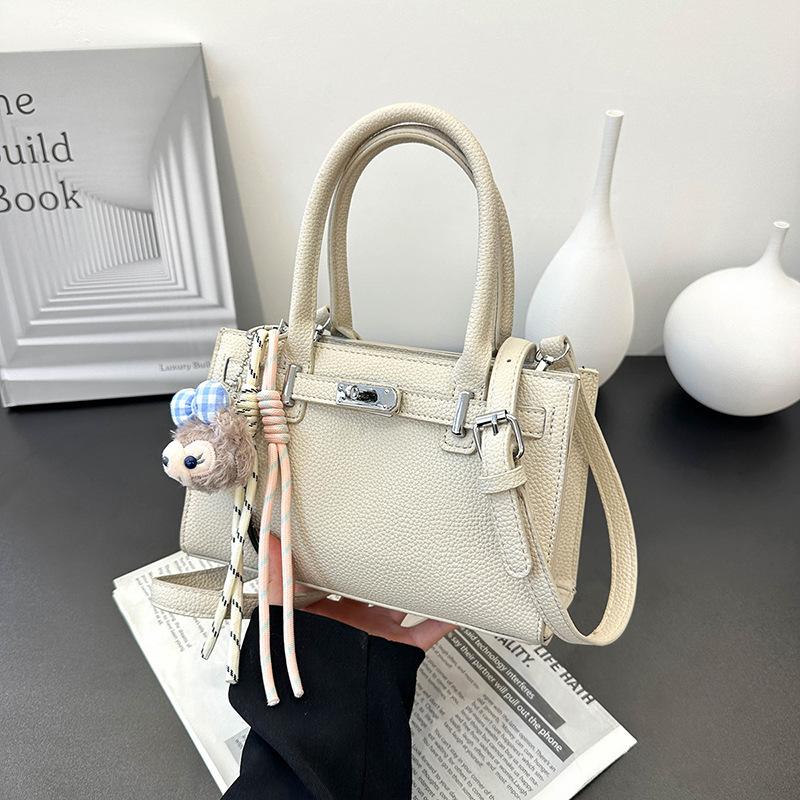 Premium platinum bag women's new lychee pattern portable small square bag versatile commuter shoulder messenger bag