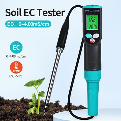 High Precision Soil EC Meter Waterproof Probe Soil Conductivity Tester Temperature EC Analyzer for Planting Garden Farmland