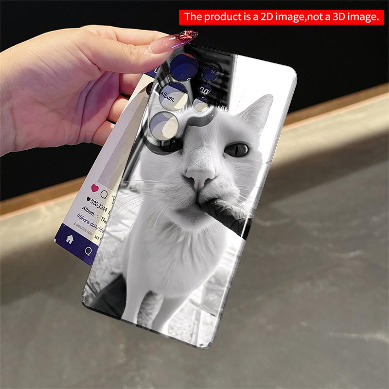 2DFlat Samsung phone case White Cat Holding Cigar Black & White Photo Phone Case Applicable to Galaxy S22 S23 S24 S25ULTRA S26 A12 A13 A14 A15 A16