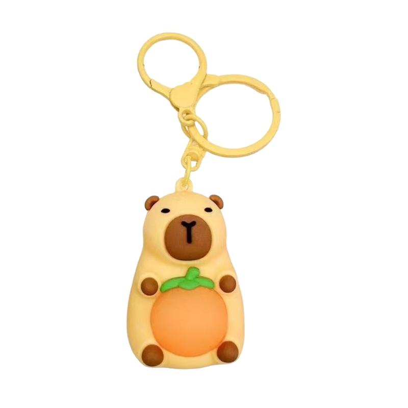 Glowing Capybara Keychain Soft PVC Animal Designs Capybara Hugging Orange Keyring Easy Carry Cute Keyring Accessory