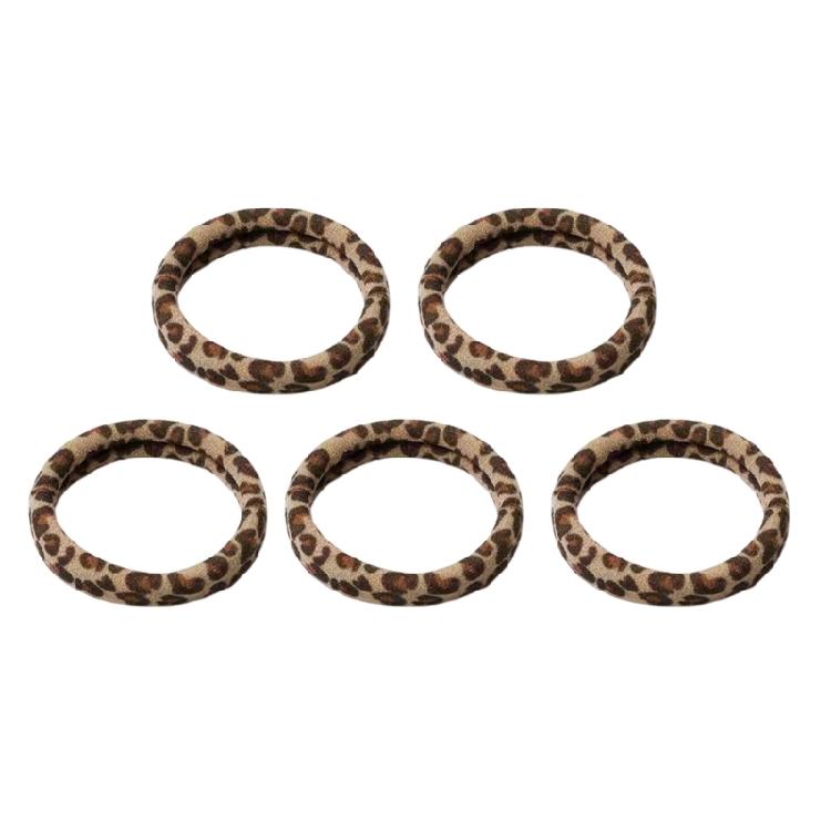 5PCS Fashion Leopard Hair Bands Stretch Fabric Hairband Hair Elastics Lightweight Hair Ties For Multiple Hairstyles