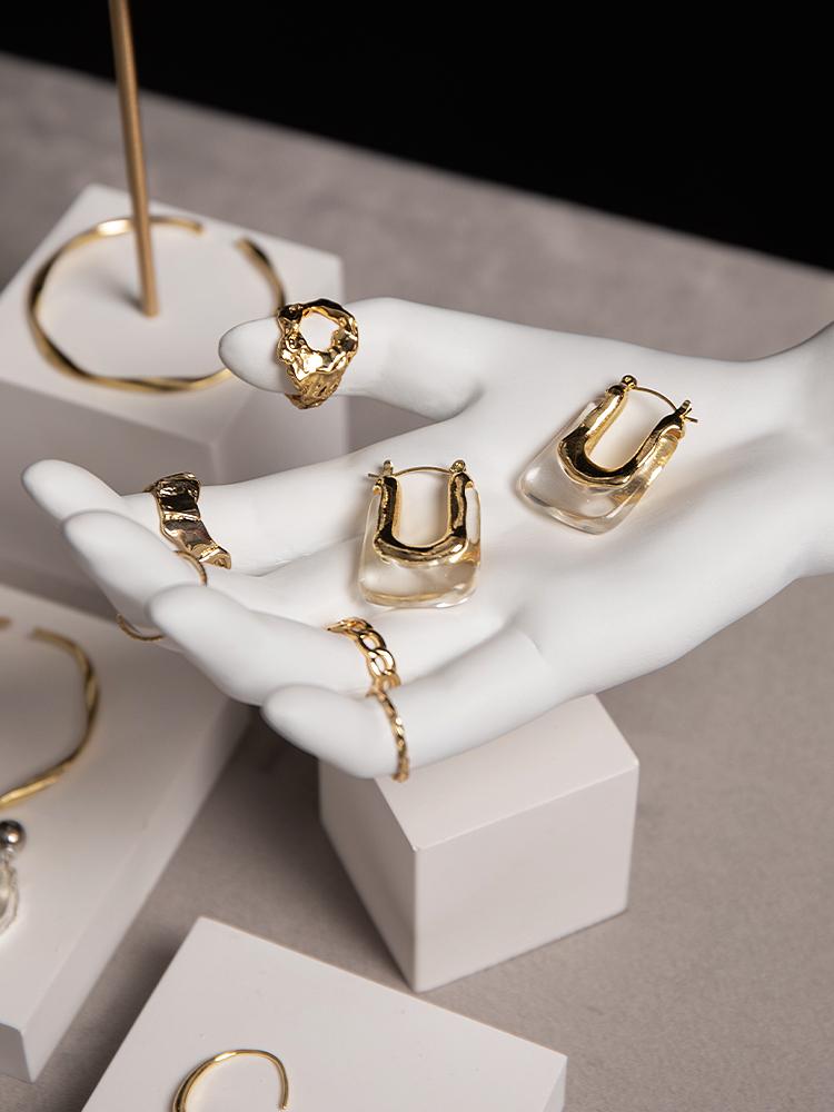 Handcrafted Plaster Hand Jewelry Display Stand - Earring Holder Ornament